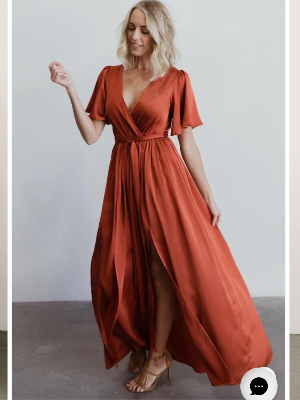 Baltic Born Sicily Satin Maxi dress rust color NWT Size medium
